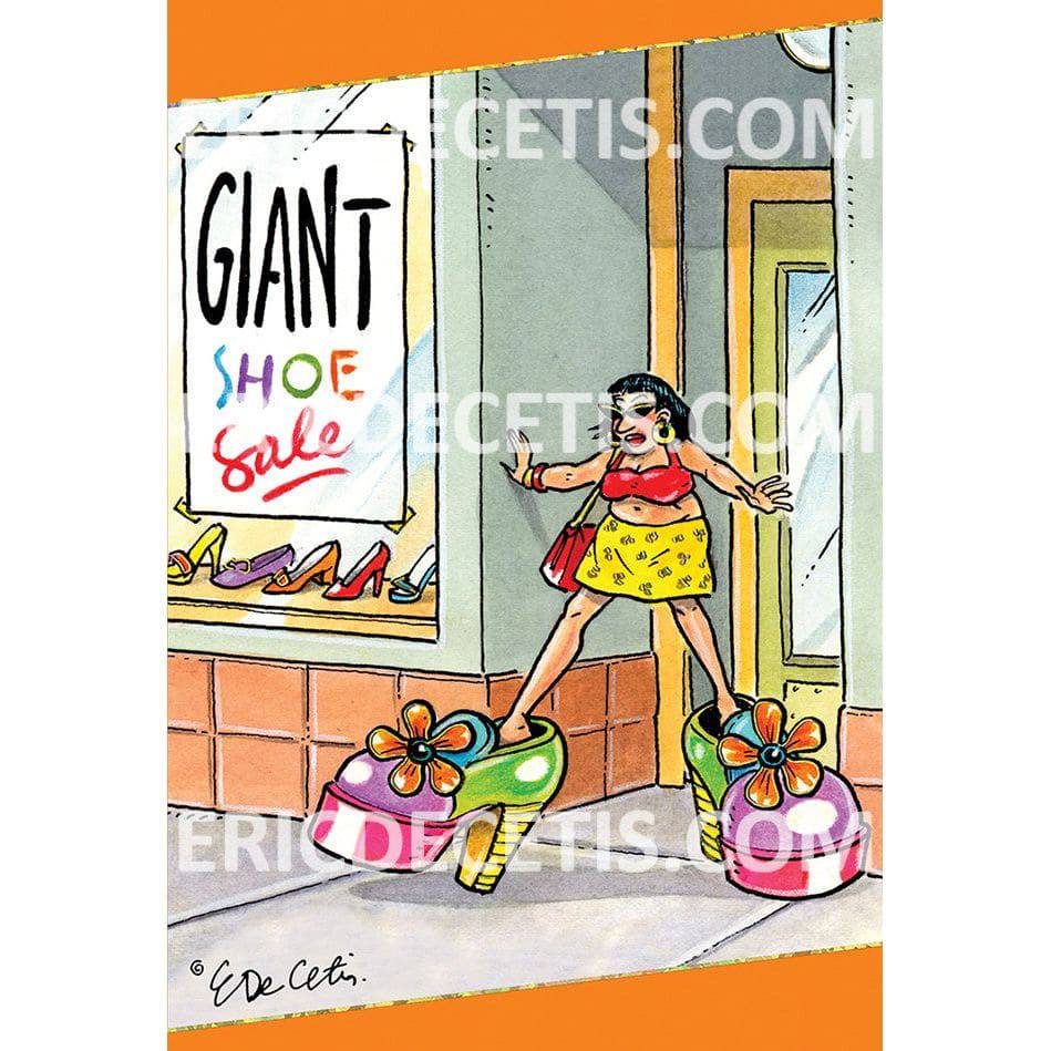Pictura Giant Shoe Sale Birthday Card featuring colorful illustration, part of the Eric Decetis Everyday Cards collection.